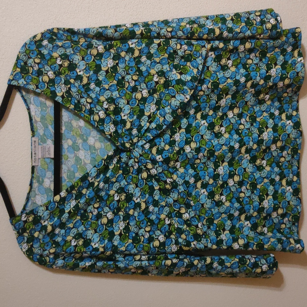 Printed Blue/Green 3/4 Sleeves Top L